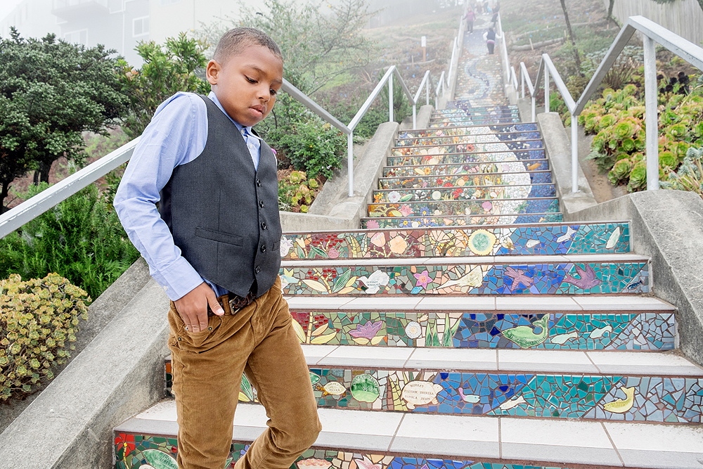 wall mural family portrait - 16th ave tiled steps, san francisco