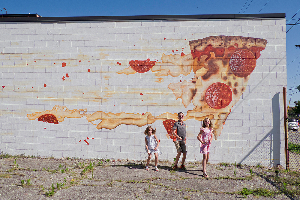 wall mural family portrait - siblings - hingetown cleveland photo shoot